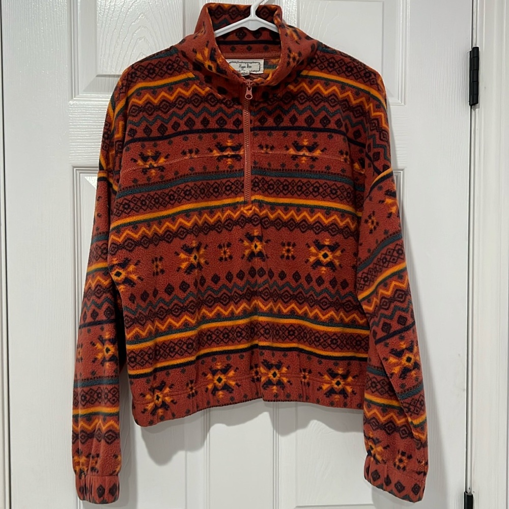 Cropped Aztec Fleece Quarter Zip